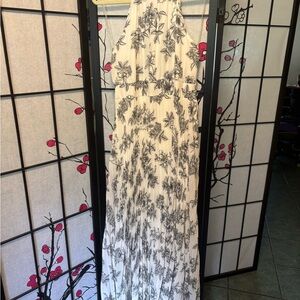 Jessica Simpson Black and White Halter Maxi Dress